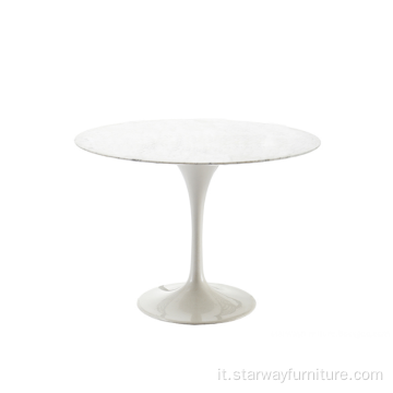 Tavolo da base in marmo di carrara e in alluminio bianco